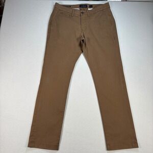 Lucky Brand 410 Athletic Chino Pants Mens 33 (fits 34x31) Brown Coolmax Straight
